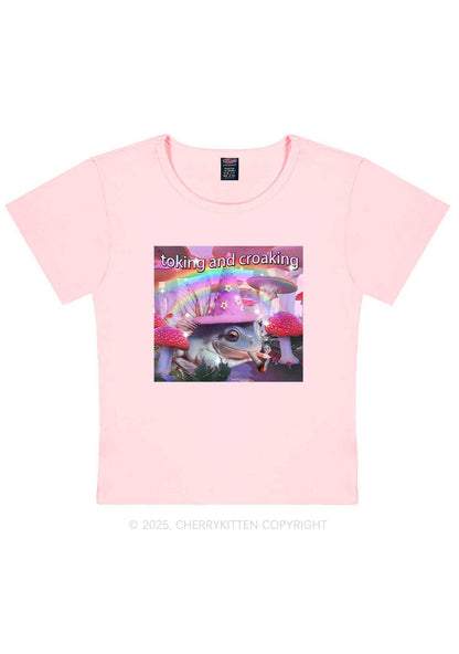 Toking Croaking Frog Y2K Baby Tee Cherrykitten