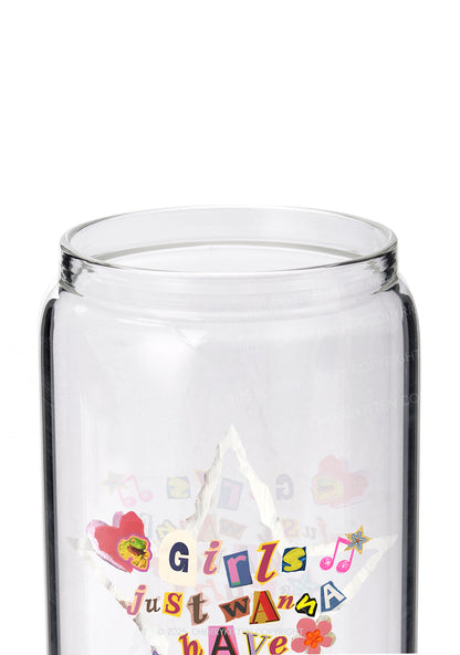 Girls Just Wanna Have Fun Y2K Printed Glass Cup Cherrykitten