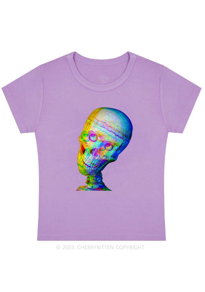 Rainbow Skull Halloween Y2K Baby Tee Cherrykitten