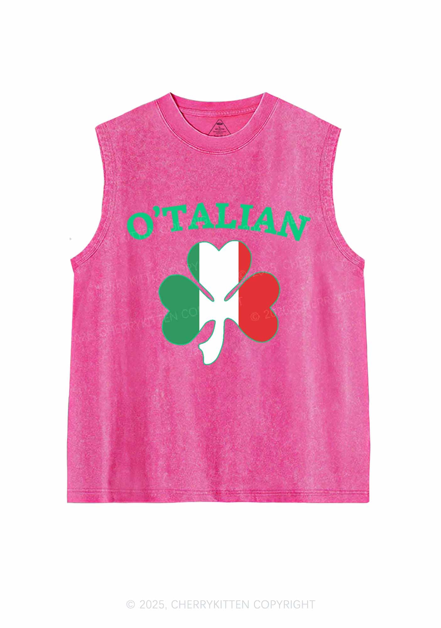 OTalian Shamrock St Patricks Y2K Washed Tank Cherrykitten