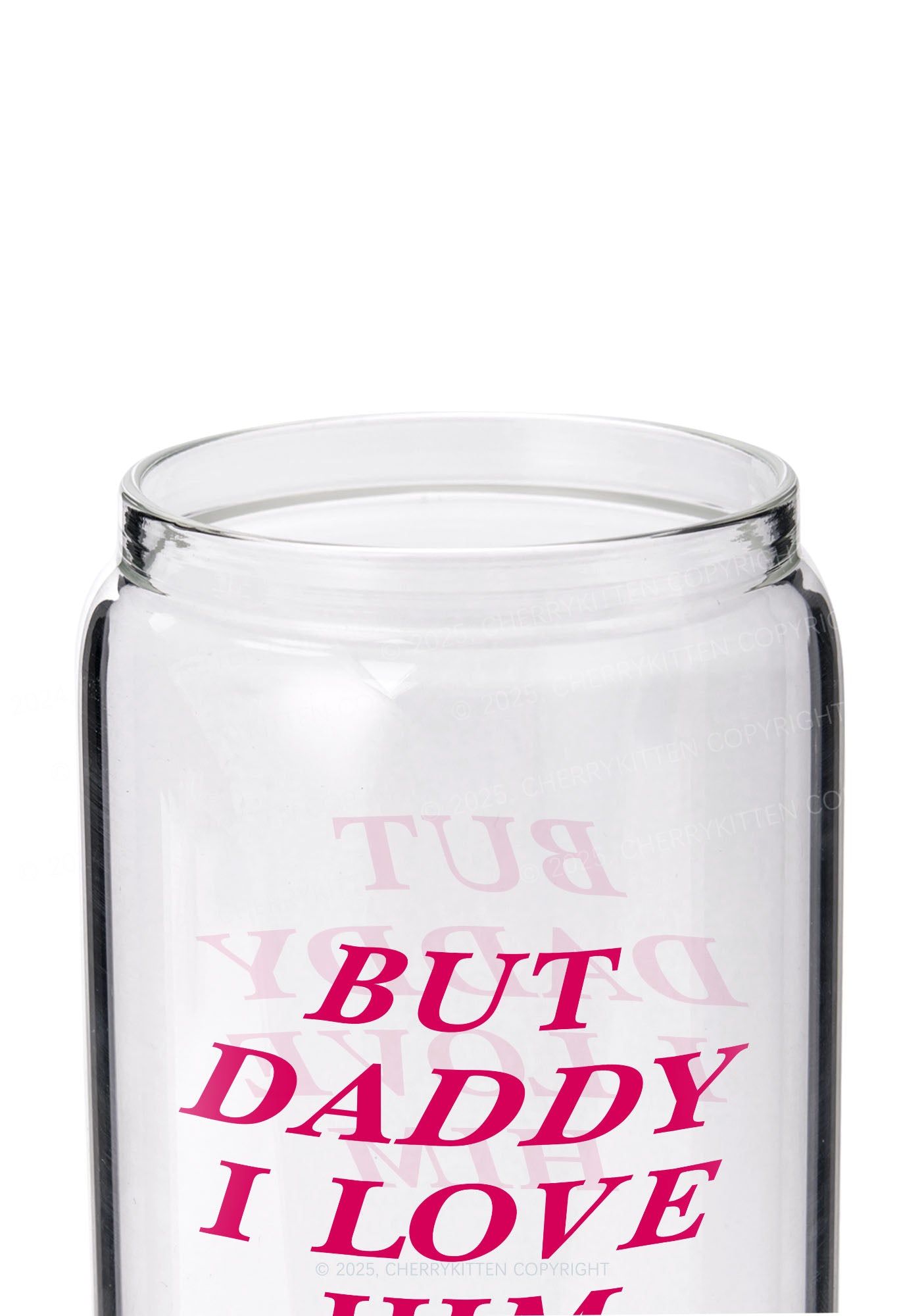 But Daddy I Love Him Y2K Printed Glass Cup Cherrykitten