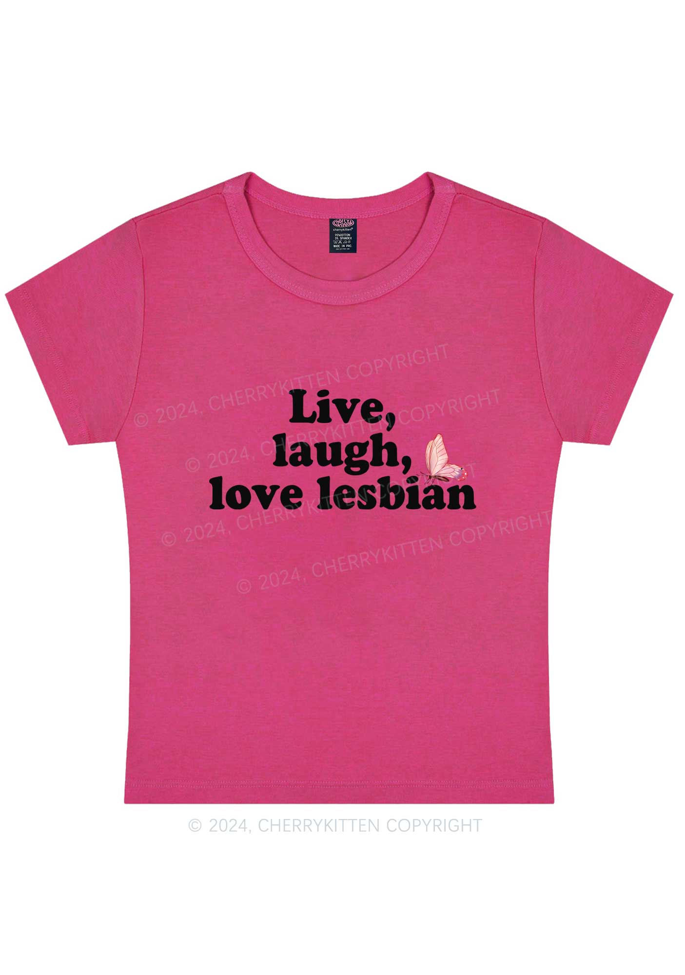 Curvy Live Laugh Love Lesbian Y2K Baby Tee Cherrykitten