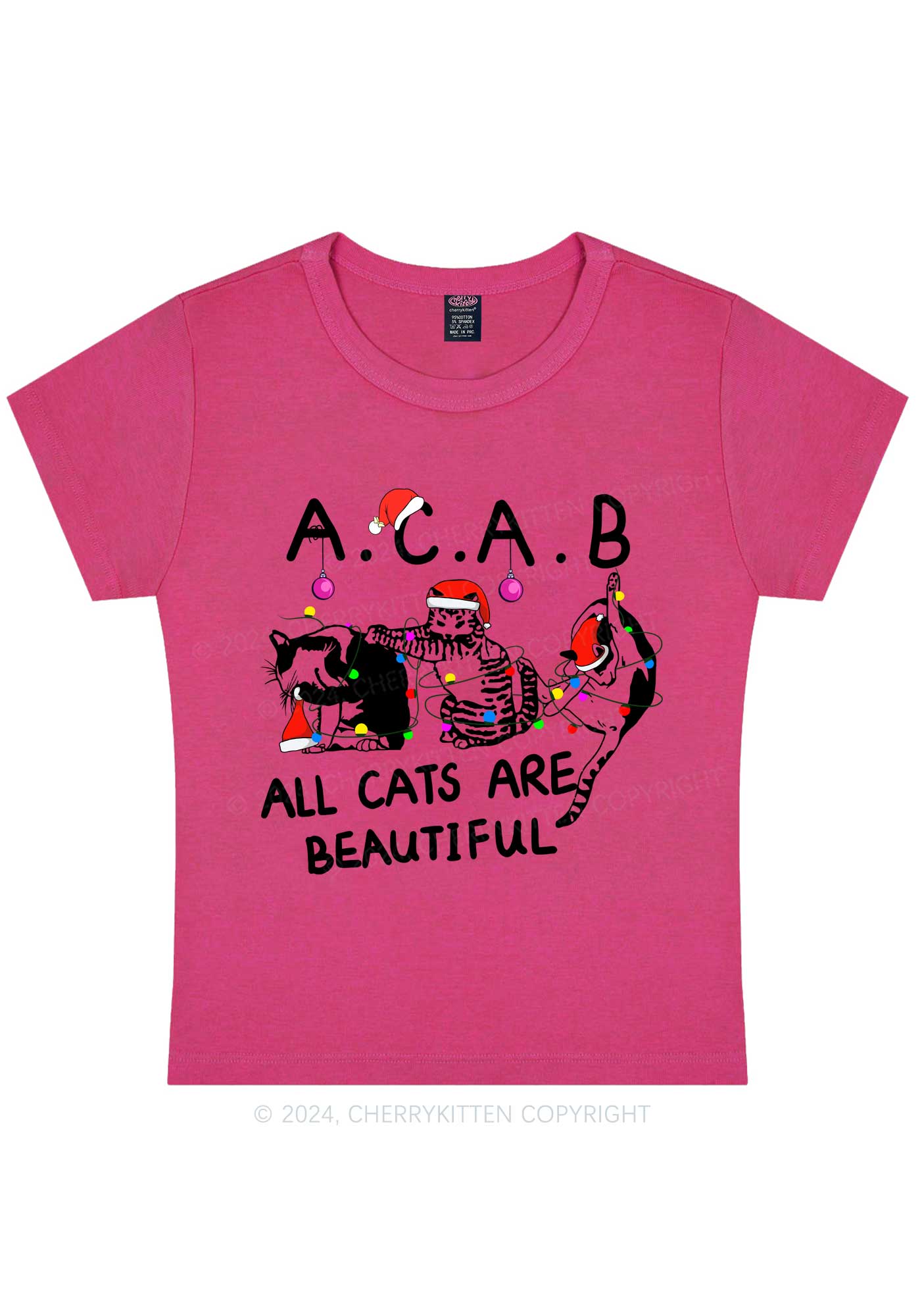 Christmas ACAB Cats Y2K Baby Tee Cherrykitten