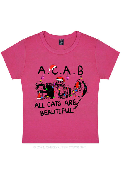 Christmas ACAB Cats Y2K Baby Tee Cherrykitten