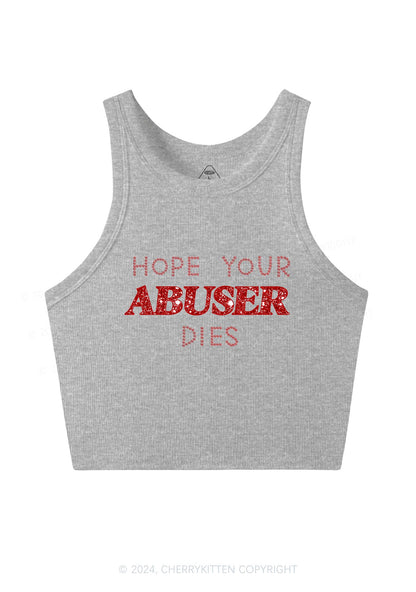 Hope Your Abuser Dies Y2K Crop Tank Top Cherrykitten