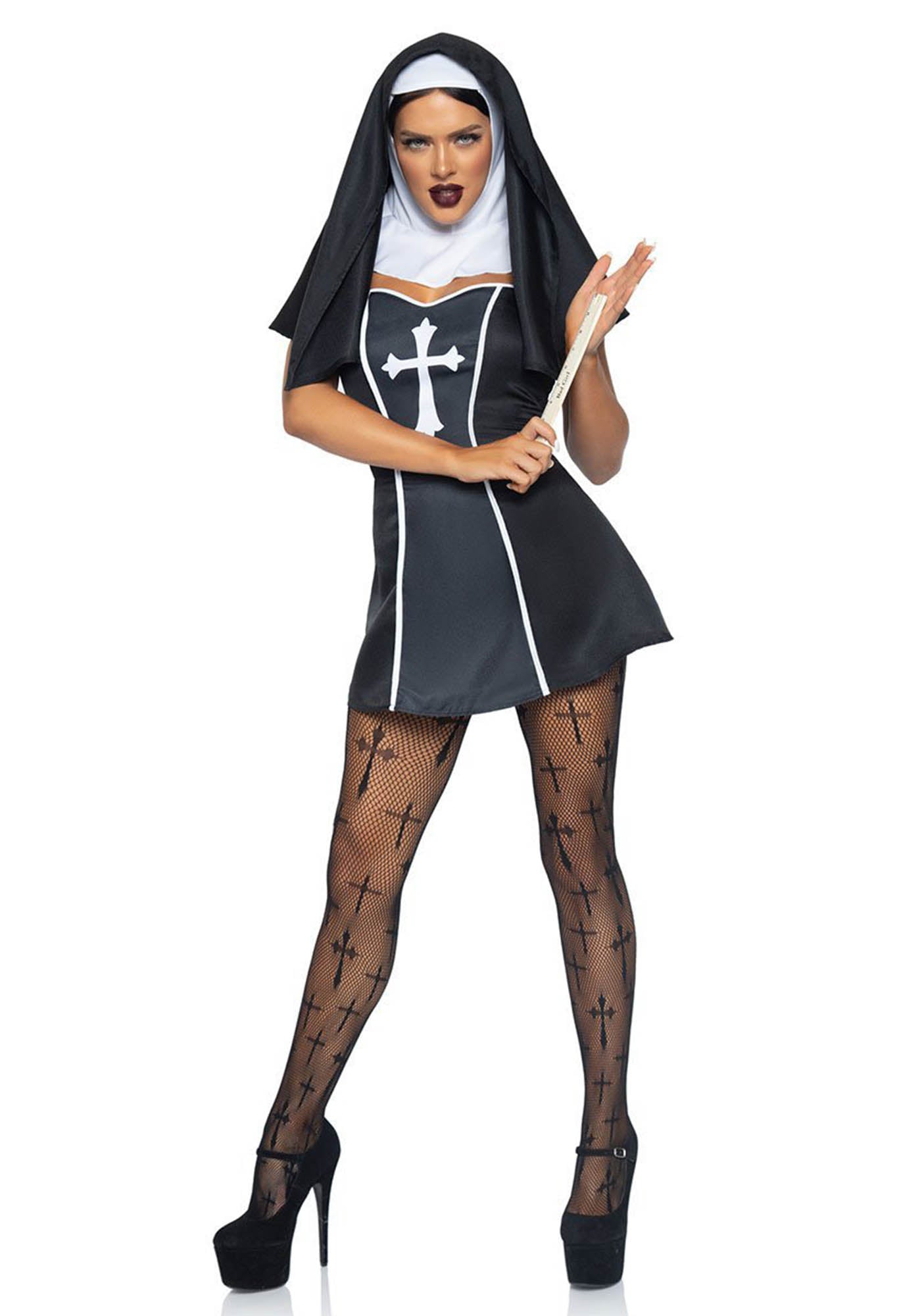 Halloween Nun Witch Y2K Cosplay Costume