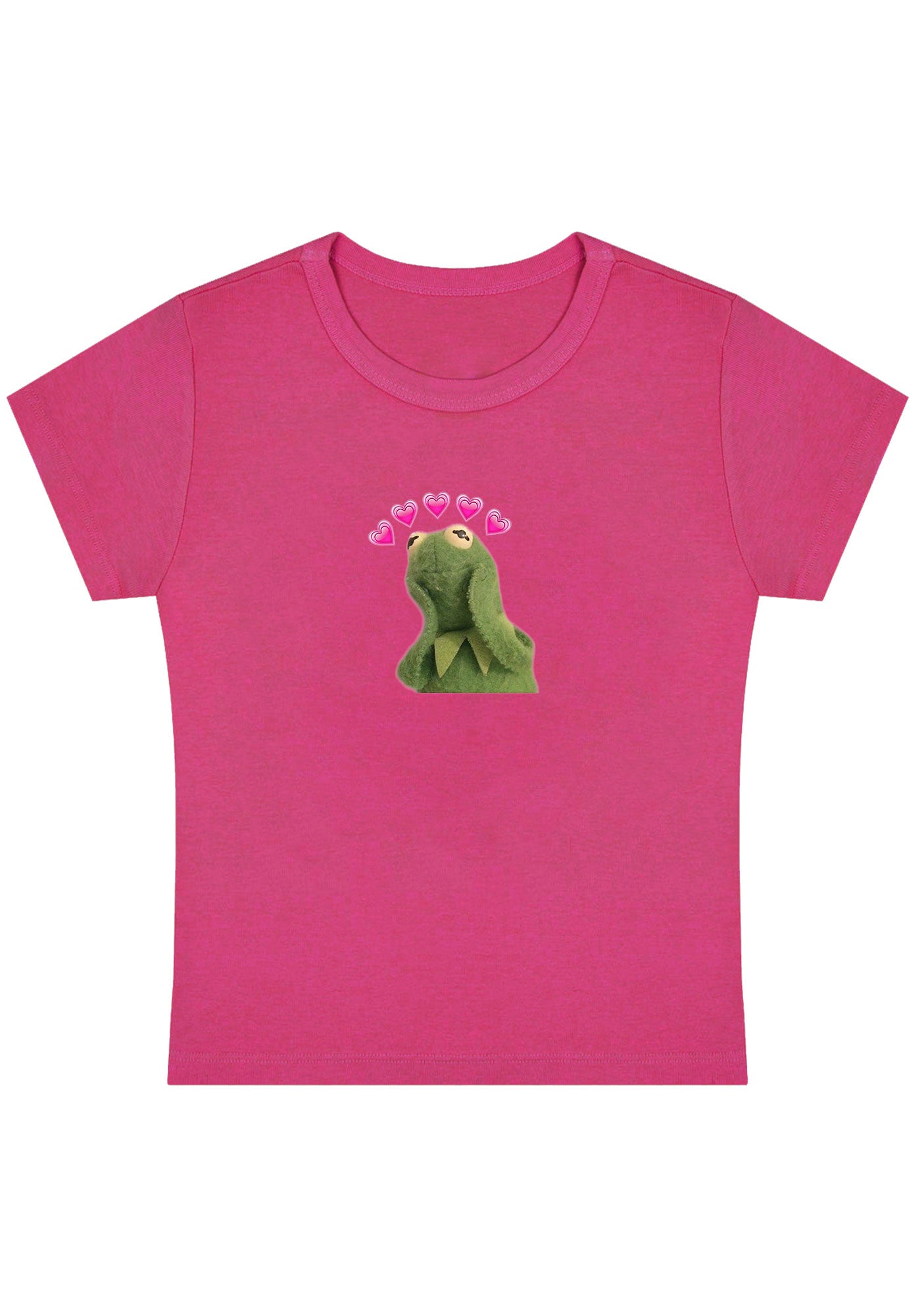 Curvy Pink Hearts Frog Baby Tee