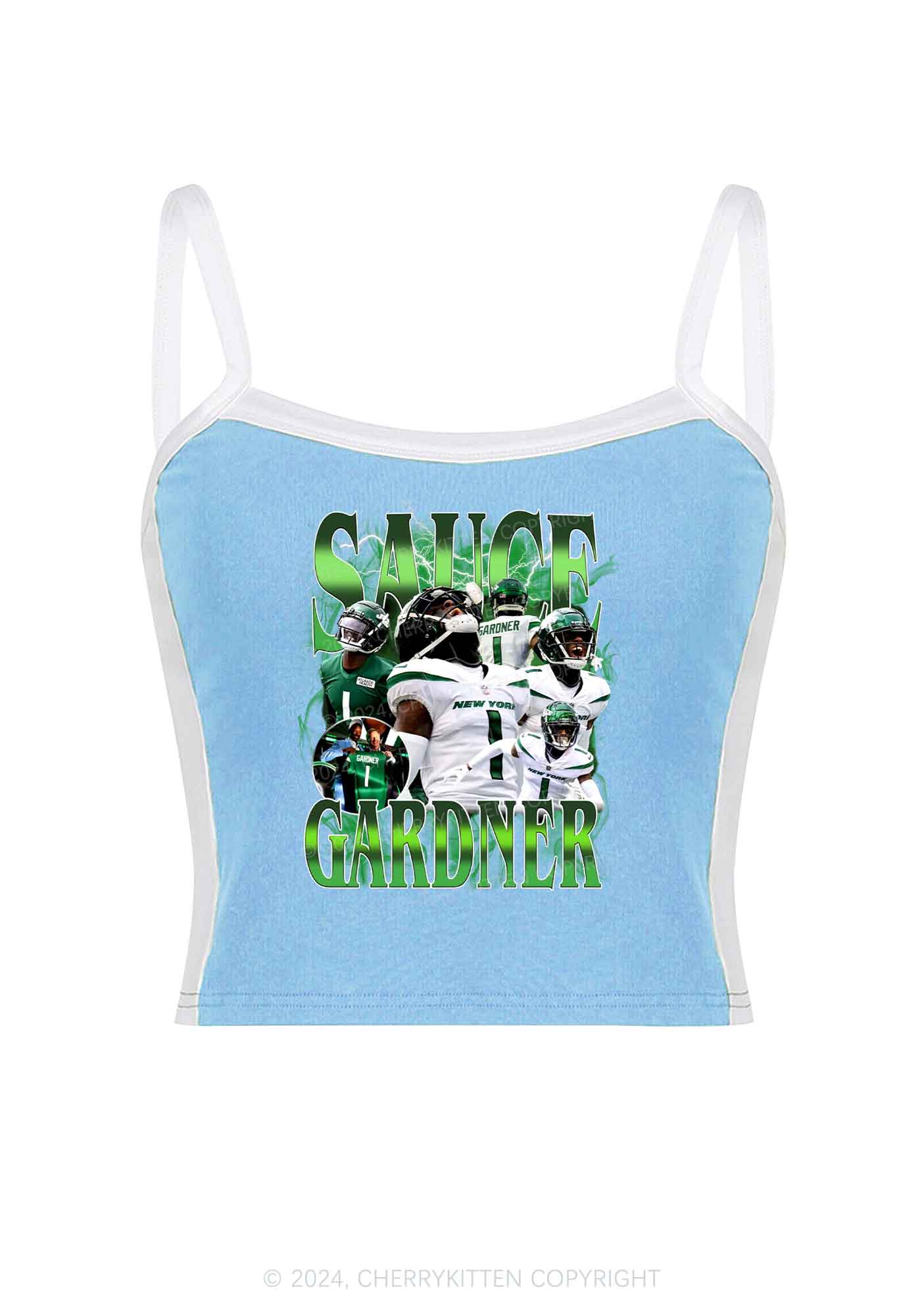 Sauce Football Super Bowl Y2K Color Block Crop Cami Top Cherrykitten