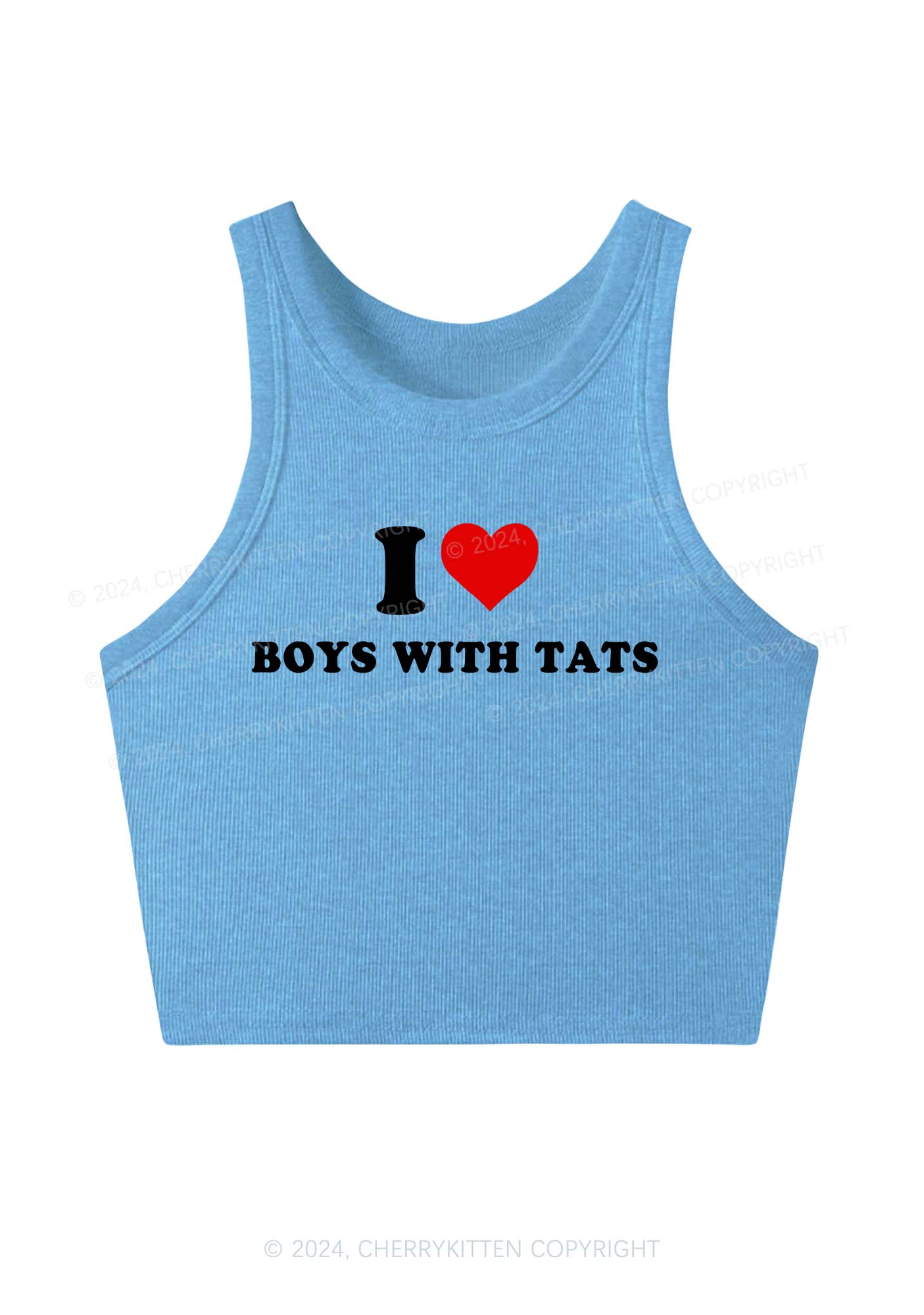 I Love Boys With Tats Y2K Crop Tank Top Cherrykitten