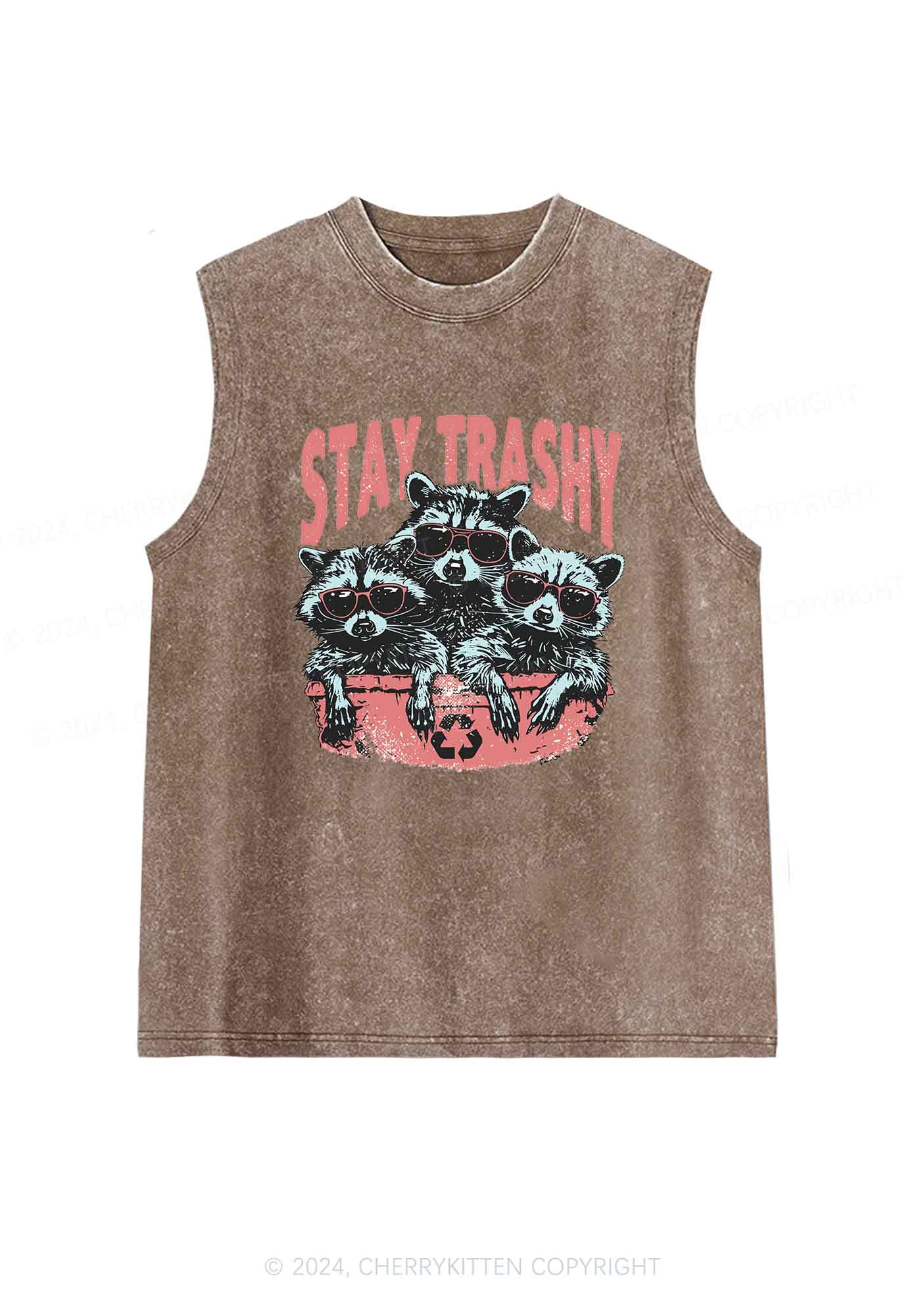 Stay Trashy Raccoons Y2K Washed Tank Cherrykitten