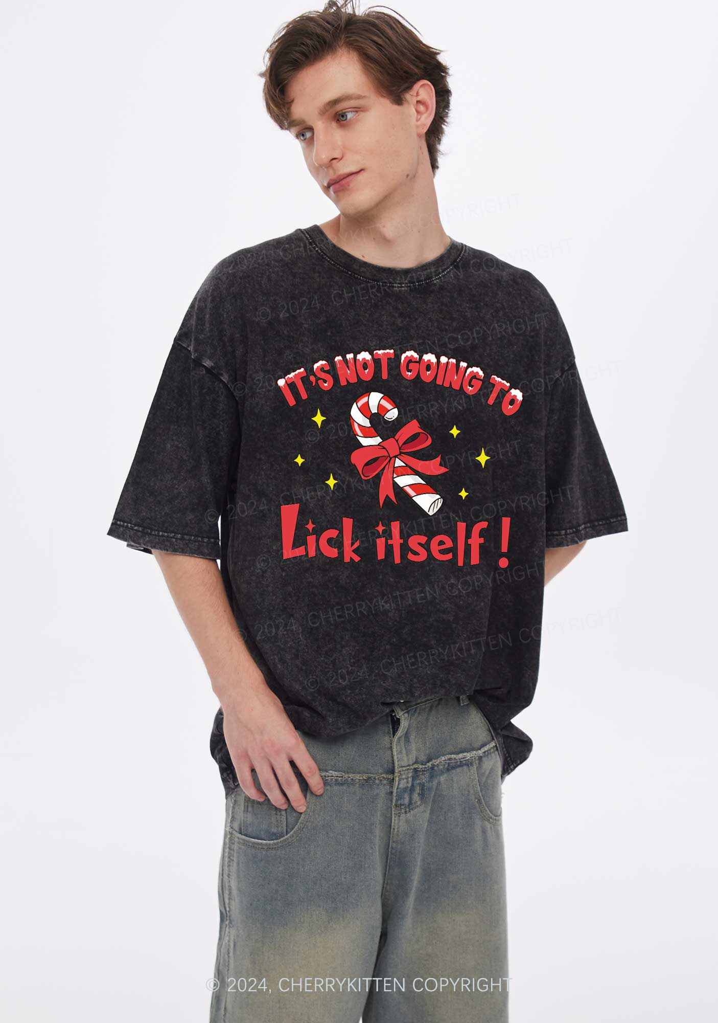 Christmas Lick Itself Y2K Washed Tee Cherrykitten