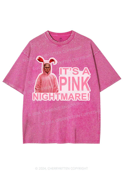 Christmas Pink Nightmare Y2K Washed Tee Cherrykitten