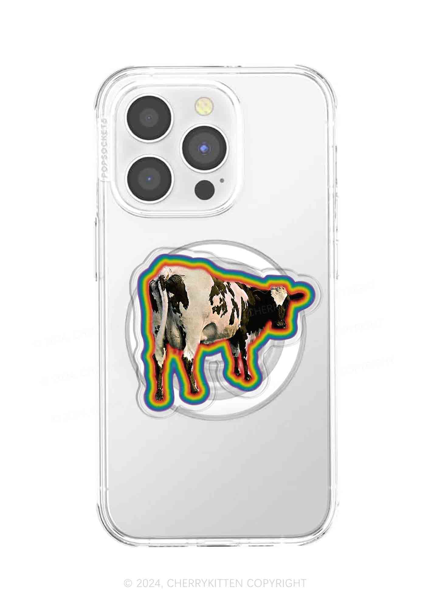 Rainbow Cow Y2K Magnetic Phone Grip Holder Cherrykitten