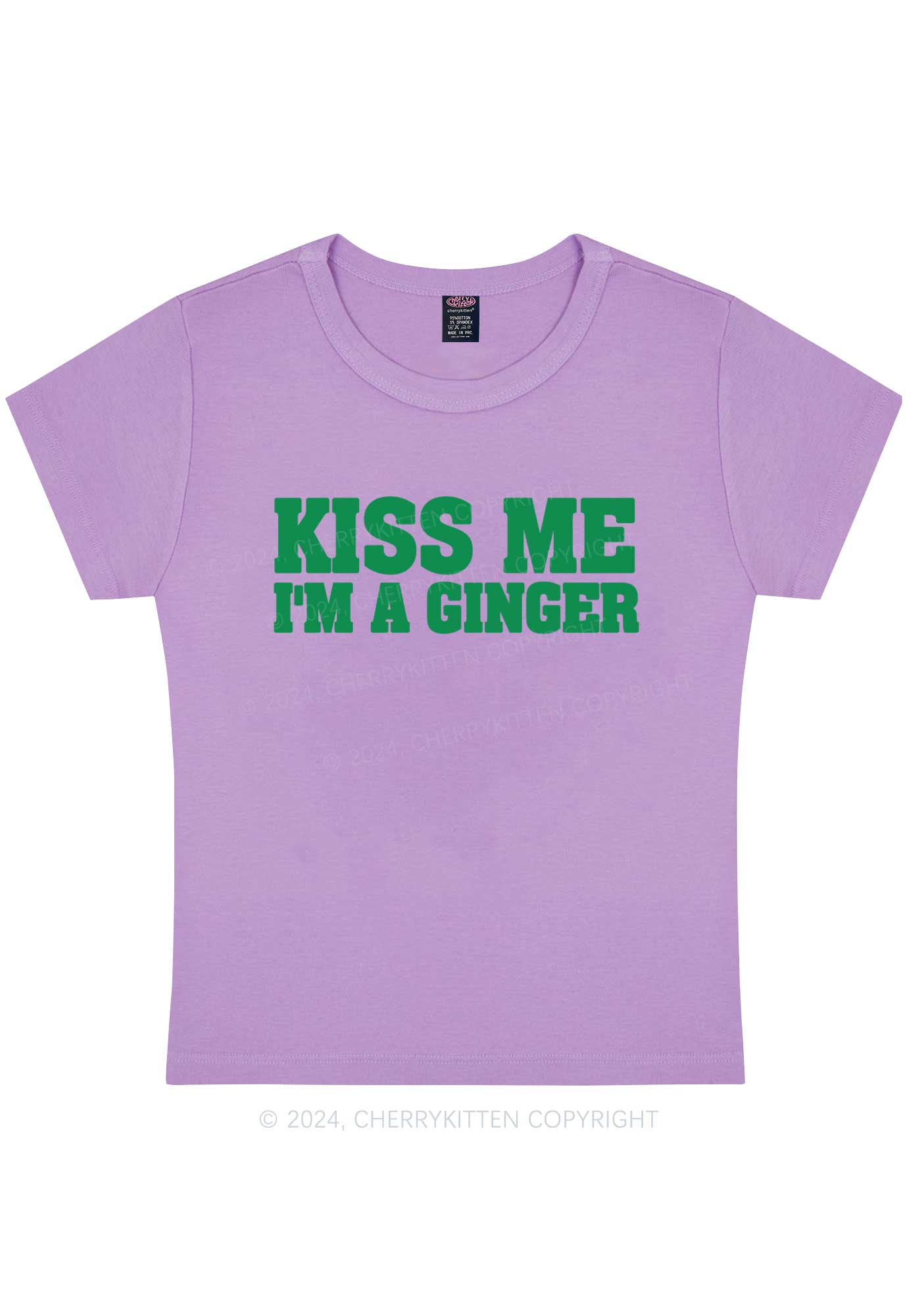 Kiss Me Im Ginger St Patricks Y2K Baby Tee Cherrykitten