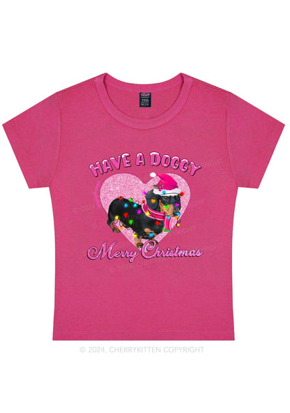 Have A Doggy Christmas Y2K Baby Tee Cherrykitten