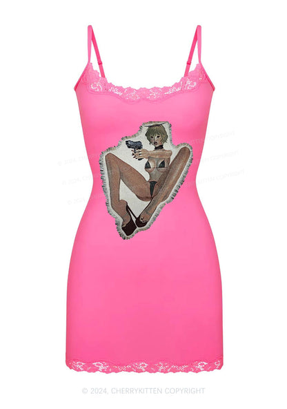 Female Killer Y2K Lace Slip Dress Cherrykitten