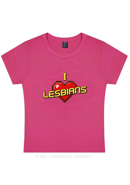 Curvy I Love Lesbians Y2K Baby Tee Cherrykitten