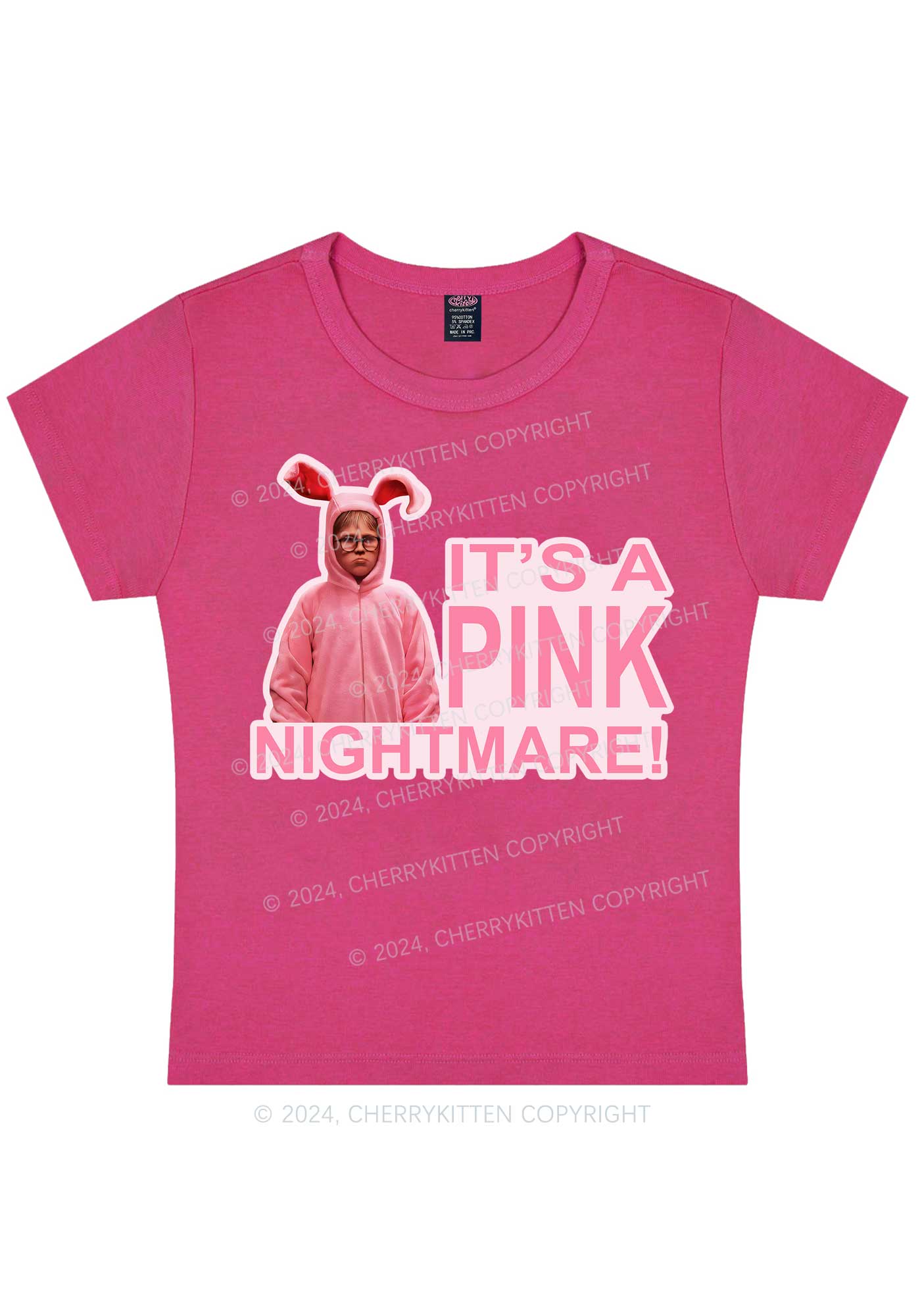 Christmas Pink Nightmare Y2K Baby Tee Cherrykitten