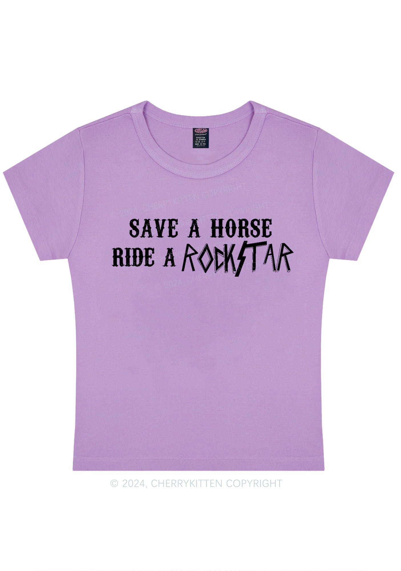 Ride A Rockstar Y2K Baby Tee Cherrykitten