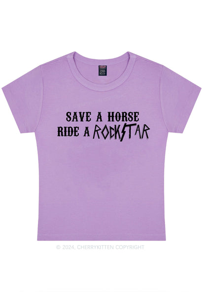 Ride A Rockstar Y2K Baby Tee Cherrykitten