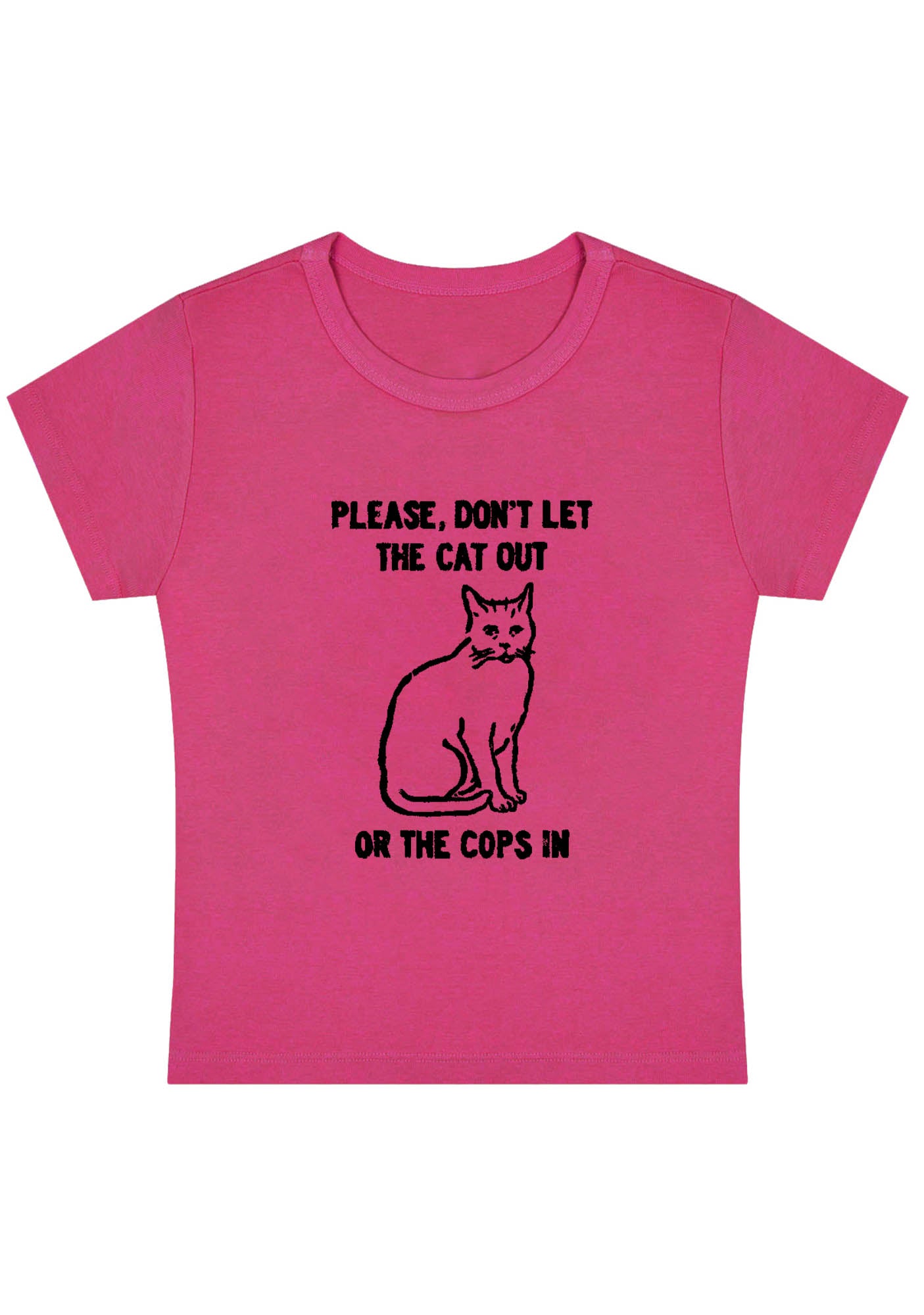 Curvy Don't Let The Cat Out Baby Tee