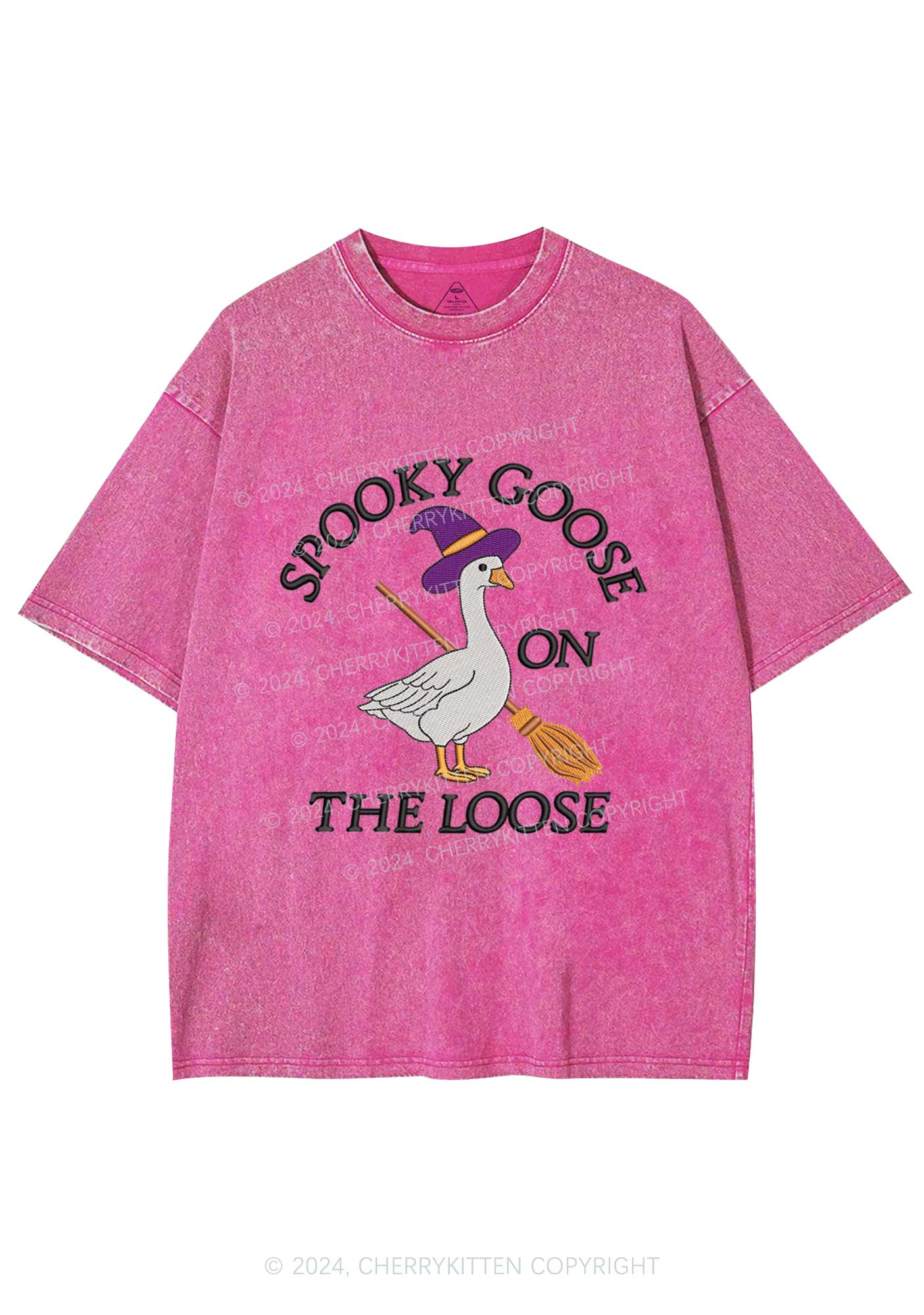 Halloween Spooky Goose Y2K Washed Tee Cherrykitten