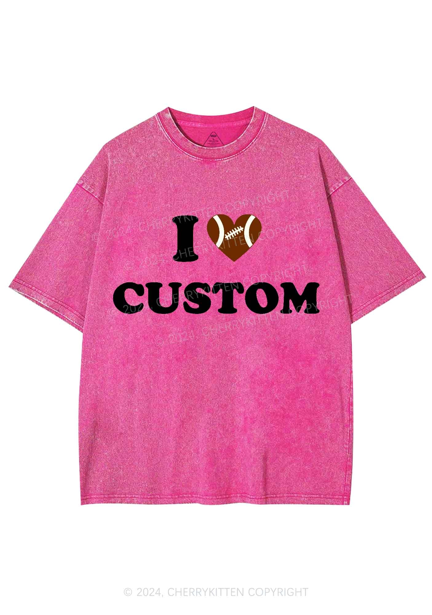 I Love Custom Football Y2K Super Bowl Washed Tee Cherrykitten