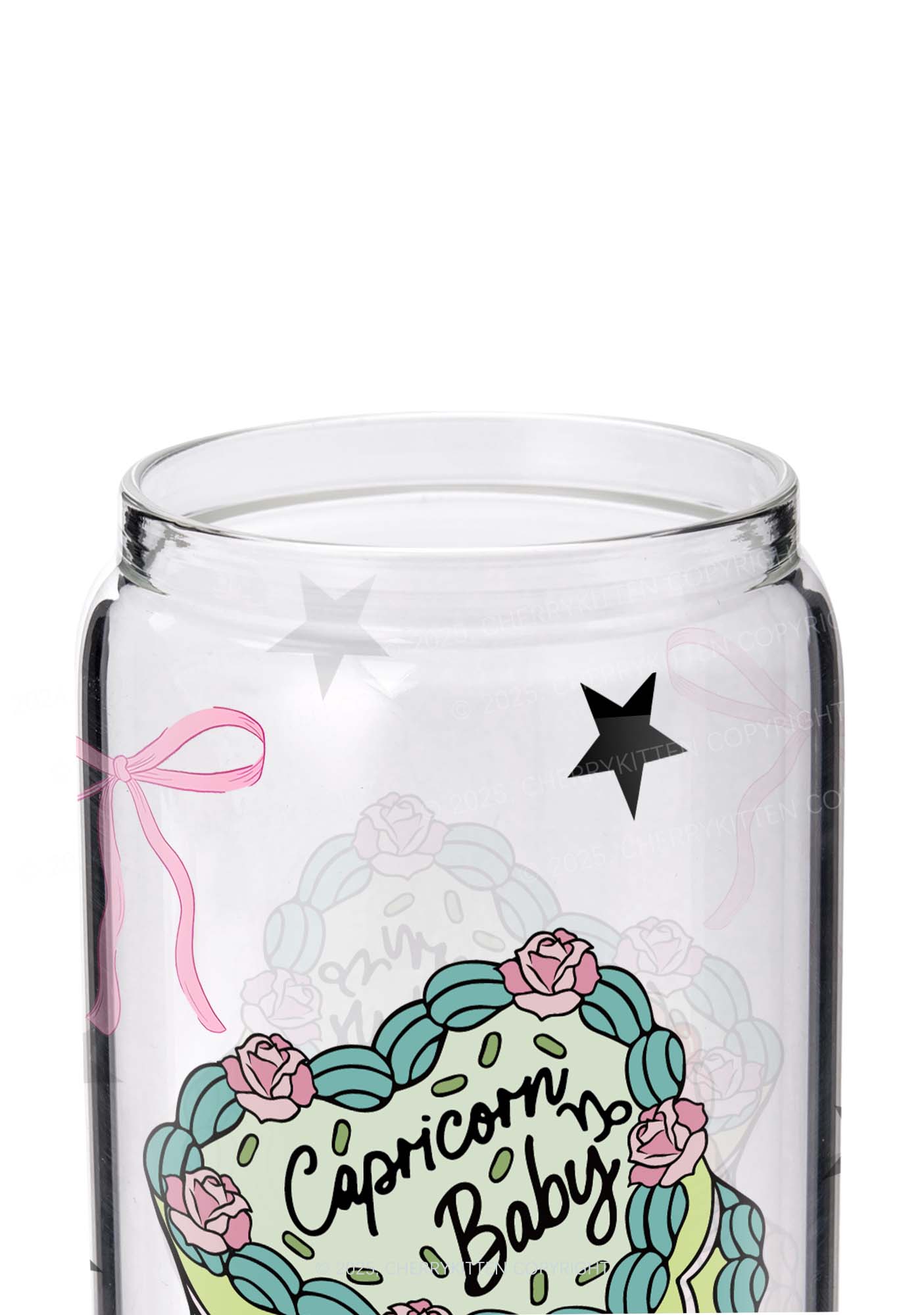 Capricorn Baby Y2K Printed Glass Cup Cherrykitten