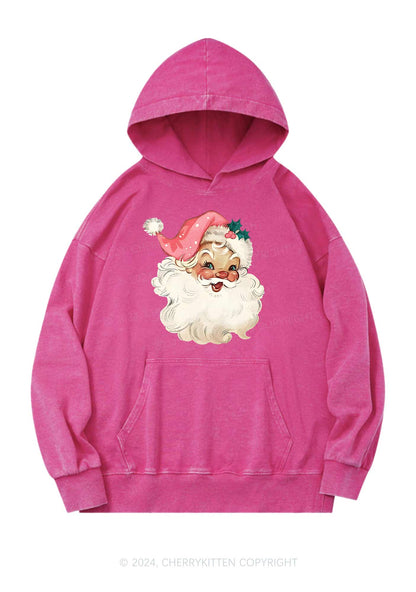 Christmas Pink Santa Y2K Washed Hoodie Cherrykitten