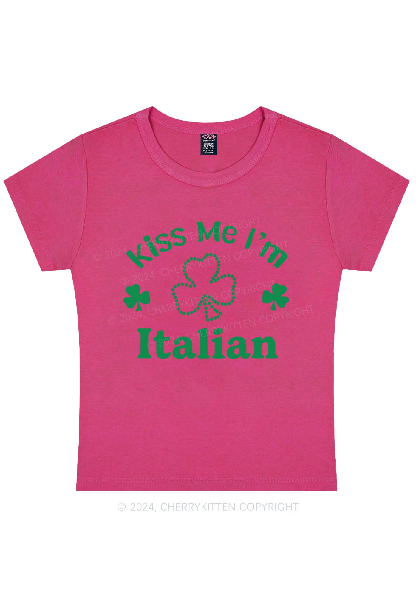 Kiss Me Im Italian St Patricks Y2K Baby Tee Cherrykitten