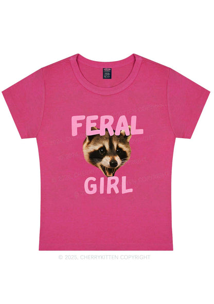 Feral Girl Raccoon Y2K Baby Tee Cherrykitten