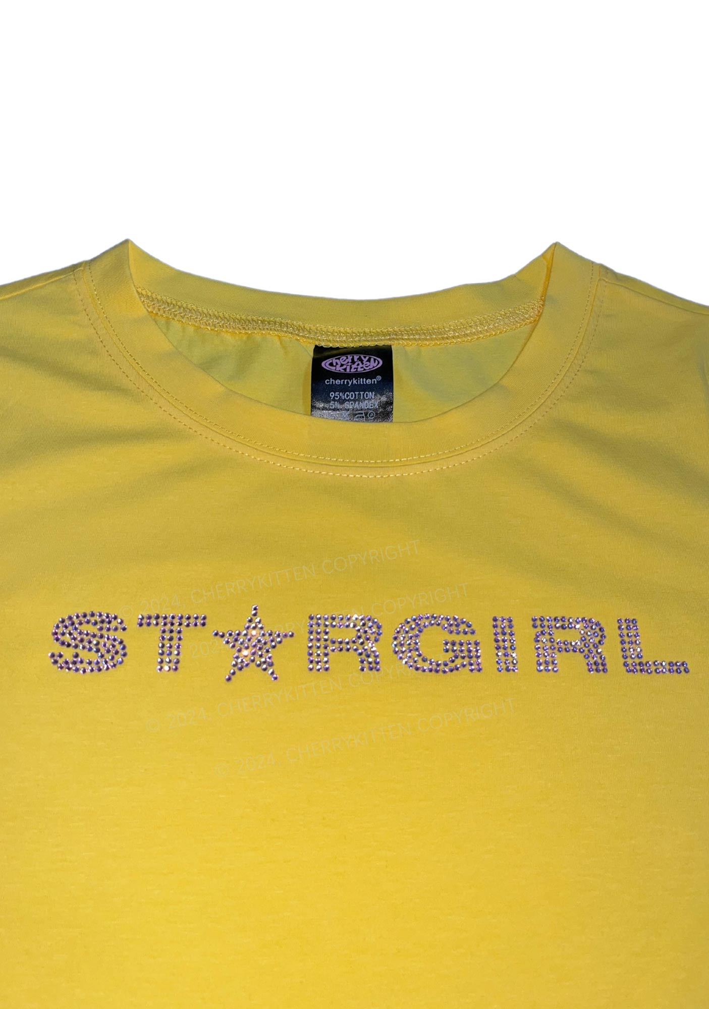 Rhinestone Stargirl Y2K Baby Tee Cherrykitten