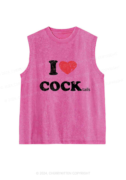 I Love Cocktails Y2K Washed Tank Cherrykitten