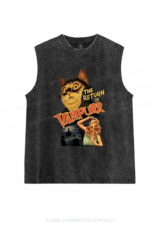 Halloween Vampurr Cat Y2K Washed Tank Cherrykitten