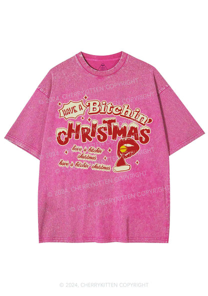 Christmas Red Lips Y2K Washed Tee Cherrykitten