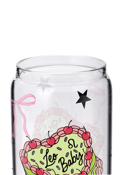 Leo Baby Y2K Printed Glass Cup Cherrykitten