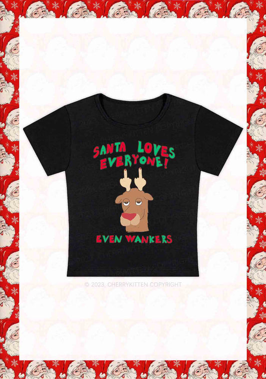 Santa Loves Everyone Christmas Y2K Baby Tee Cherrykitten