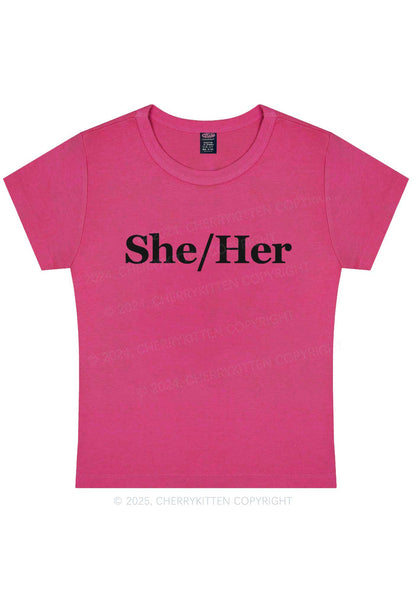 She Or Her Y2K Baby Tee Cherrykitten