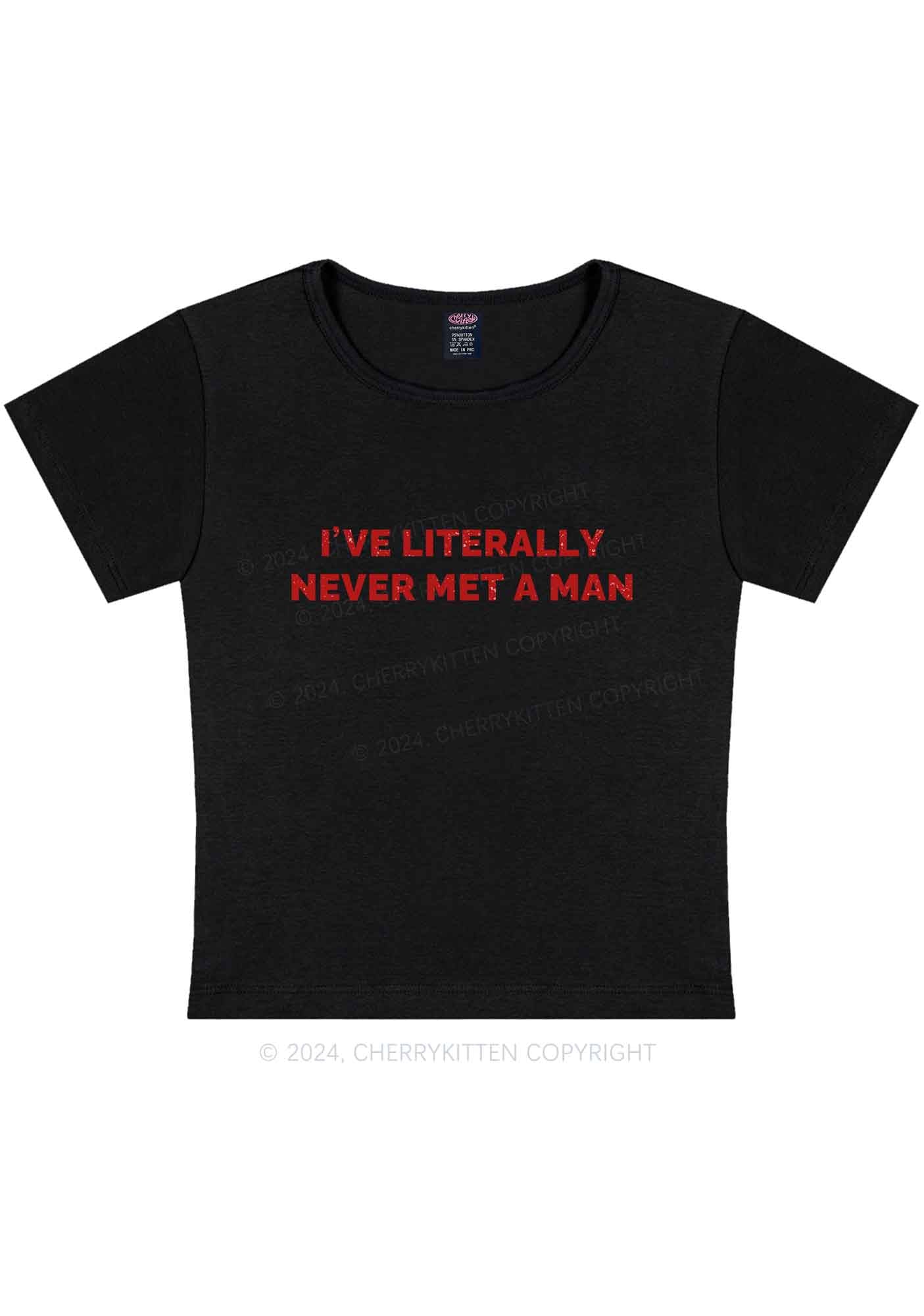 Never Met A Man Y2K Baby Tee Cherrykitten