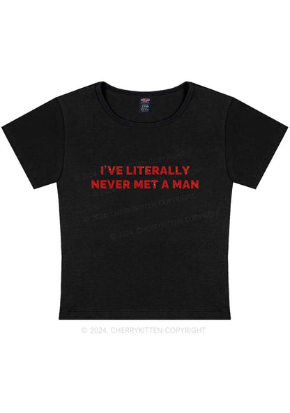 Never Met A Man Y2K Baby Tee Cherrykitten