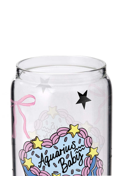 Aquarius Baby Y2K Printed Glass Cup Cherrykitten