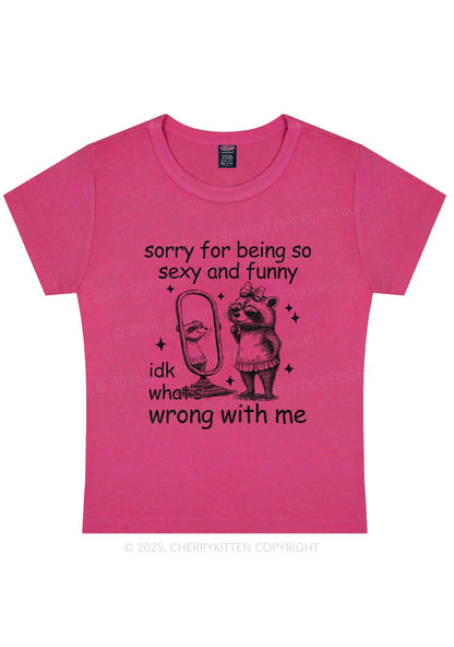 So Funny Raccoon Y2K Baby Tee Cherrykitten