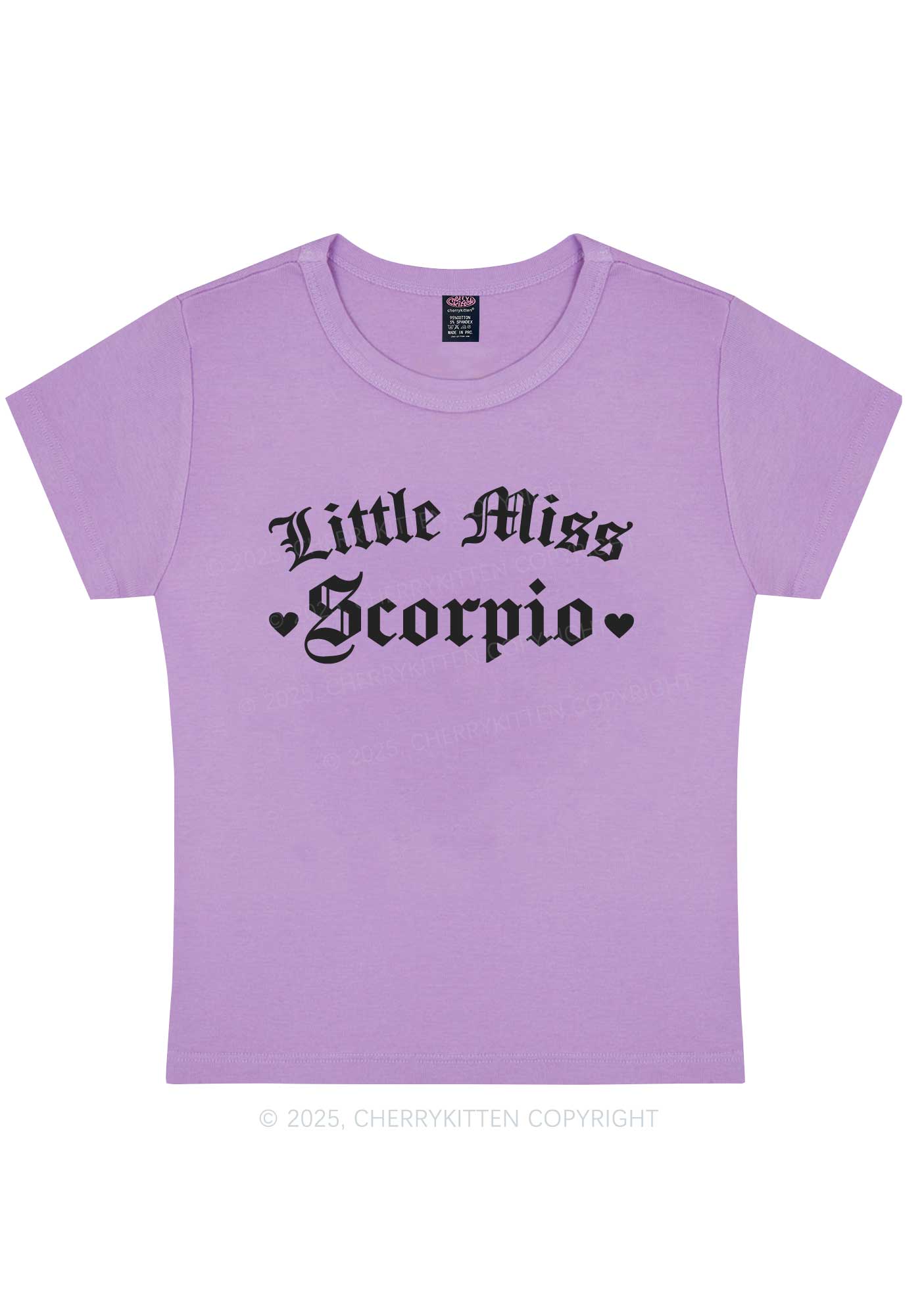 Custom Zodiac Little Miss Y2K Baby Tee Cherrykitten