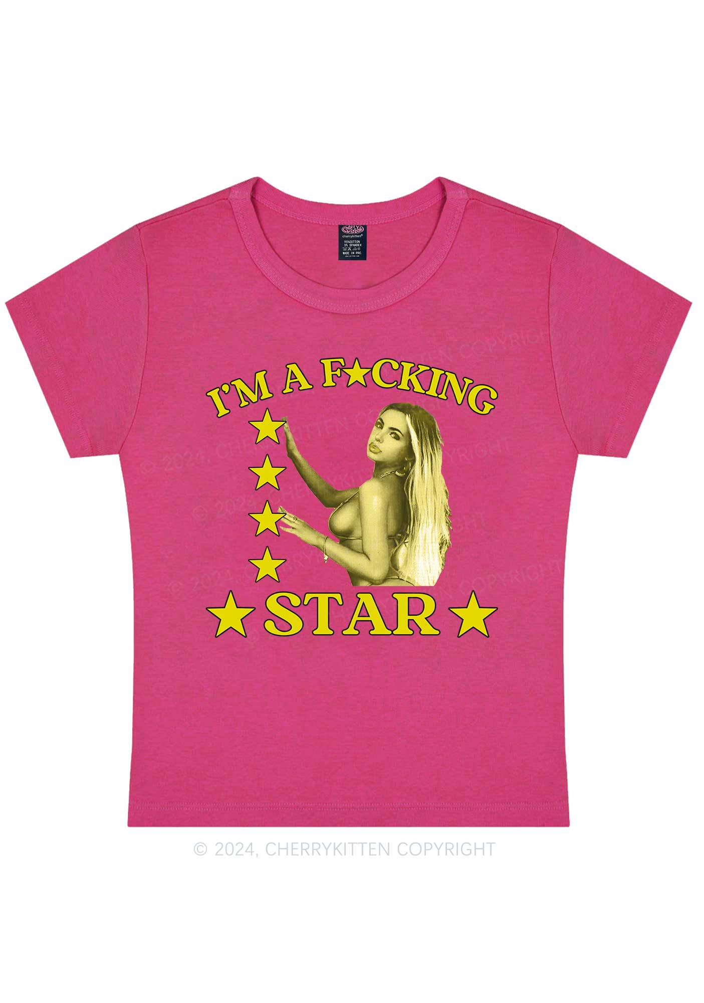 Custom Portrait Fxxking Star Y2K Baby Tee Cherrykitten