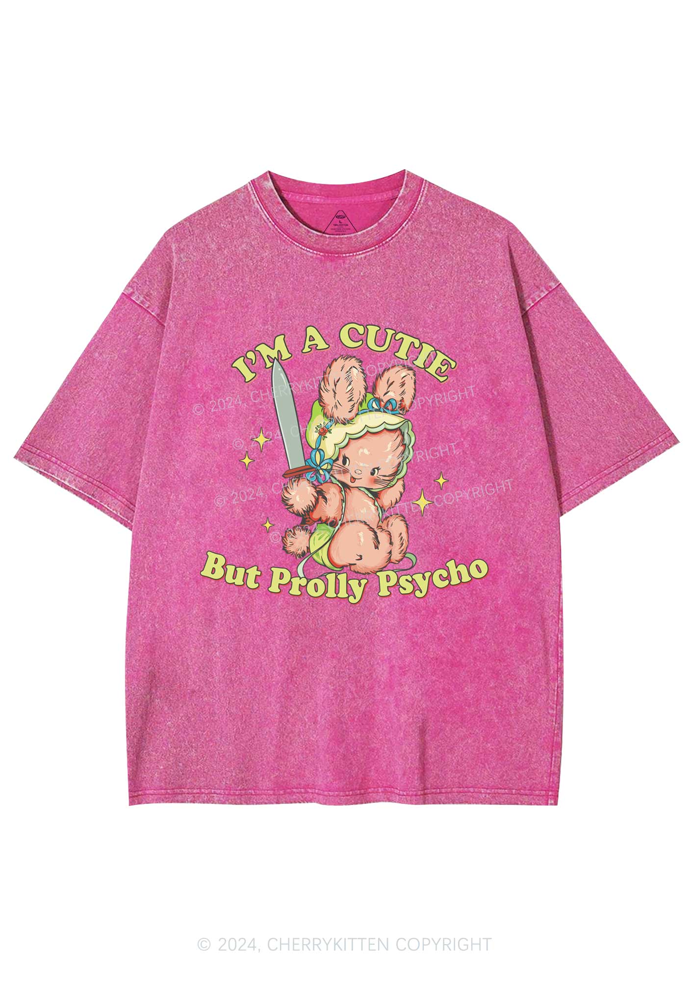 Cutie But Prolly Psycho Y2K Washed Tee Cherrykitten