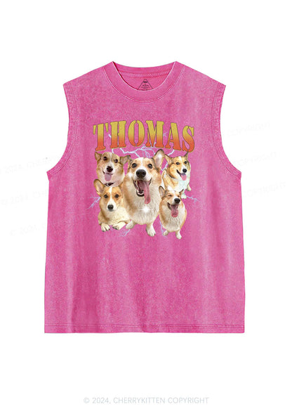 Custom Pet Photo Y2K Washed Tank Cherrykitten