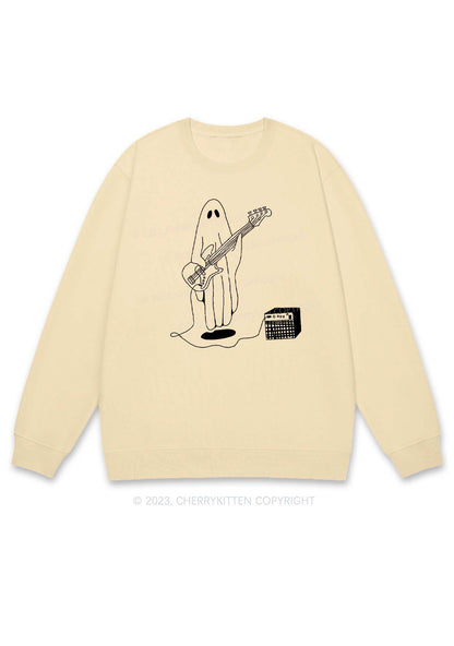 Ghost Guitar Player Halloween Y2K Sweatshirt Cherrykitten