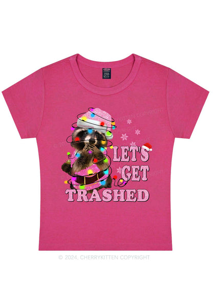 Christmas Let's Get Trashed Y2K Baby Tee Cherrykitten