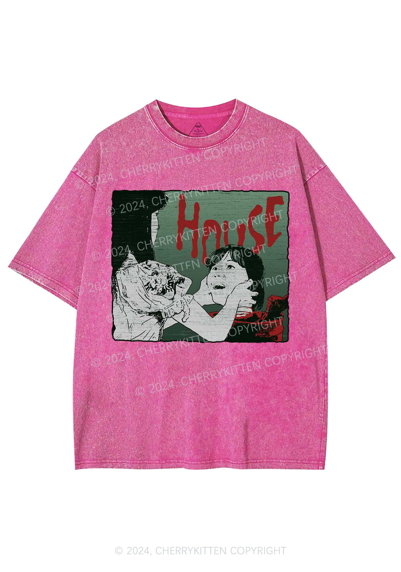 Halloween Blood House Y2K Washed Tee Cherrykitten