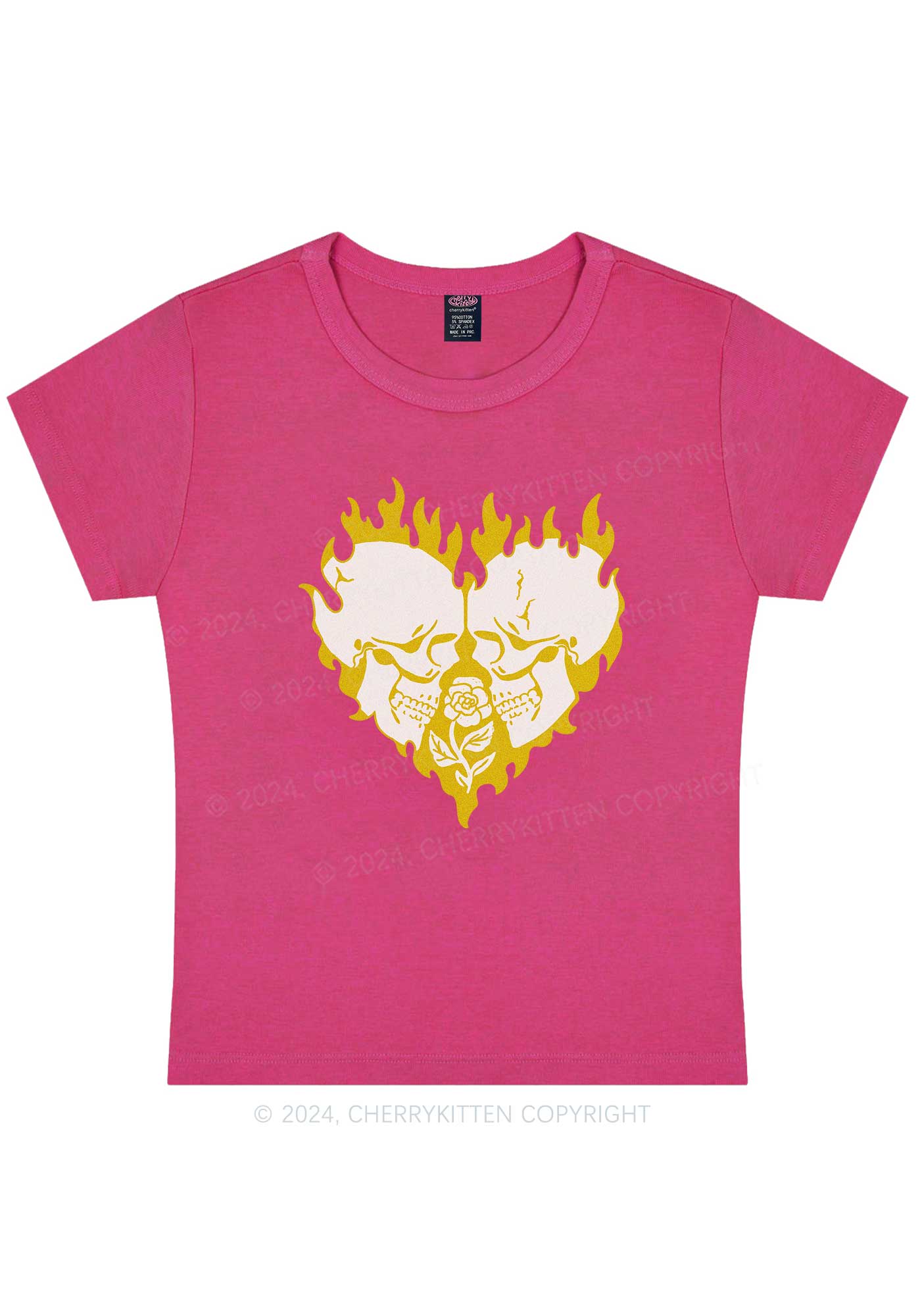 Heart Skull Y2K Valentine's Day Baby Tee Cherrykitten